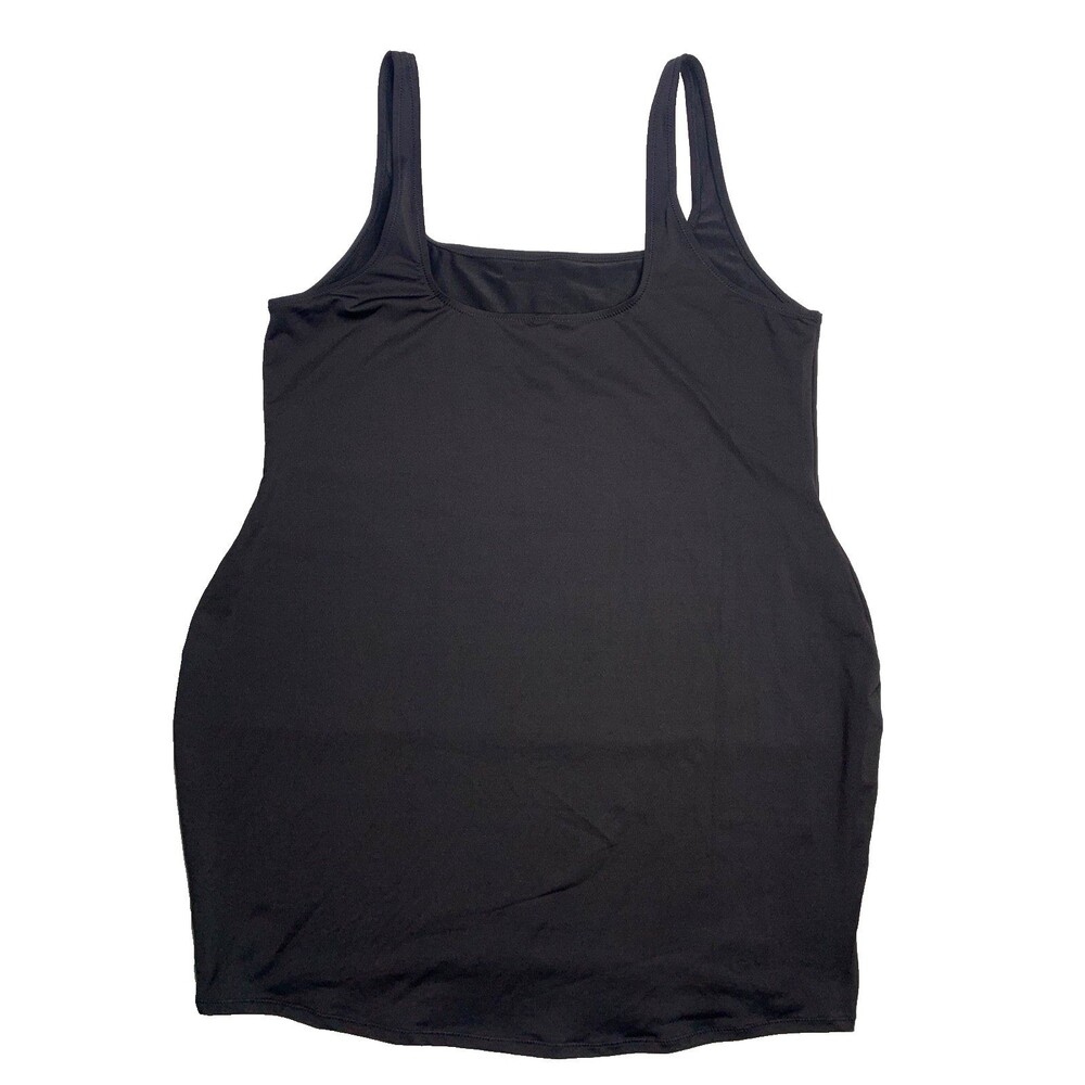 SKIMS Signature Swim Tank Dress Womens Plus 4X Black Onyx Mini Slip Shaping